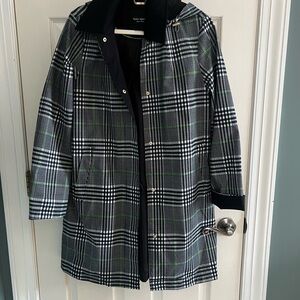 Kate Spade Plaid Trench Coat in Black and Green